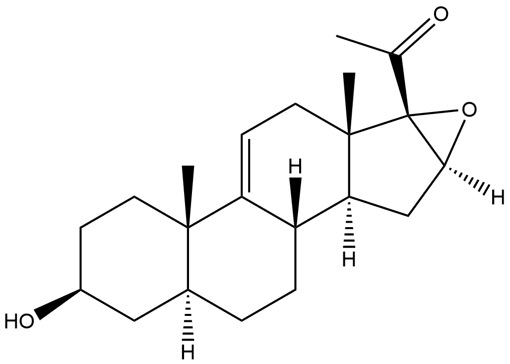 Pregn-9(11)-en-20-one, 16,17-epoxy-3-hydroxy-, (3β,5α,16α)- (9CI) 구조식 이미지