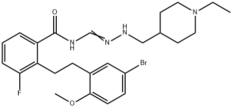 Benzamide, 2-[2-(5-bromo-2-methoxyphenyl)ethyl]-N-[[[(1-ethyl-4-piperidinyl)methyl]amino]iminomethyl]-3-fluoro- Structure