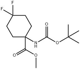 Cyclohexanecarboxylic acid, 1-[[(1,1-dimethylethoxy)carbonyl]amino]-4,4-difluoro-, methyl ester Structure