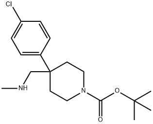 1-Piperidinecarboxylic acid, 4-(4-chlorophenyl)-4-[(methylamino)methyl]-, 1,1-dimethylethyl ester Structure