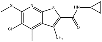 Thieno[2,3-b]pyridine-2-carboxamide, 3-amino-5-chloro-N-cyclopropyl-4-methyl-6-(methylthio)- Structure