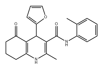 3-Quinolinecarboxamide, 4-(2-furanyl)-1,4,5,6,7,8-hexahydro-2-methyl-N-(2-methylphenyl)-5-oxo- Structure