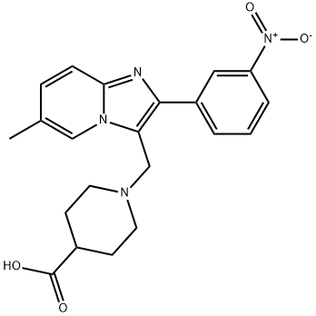 4-Piperidinecarboxylic acid, 1-[[6-methyl-2-(3-nitrophenyl)imidazo[1,2-a]pyridin-3-yl]methyl]- Structure