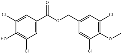 Benzoic acid, 3,5-dichloro-4-hydroxy-, (3,5-dichloro-4-methoxyphenyl)methyl ester Structure