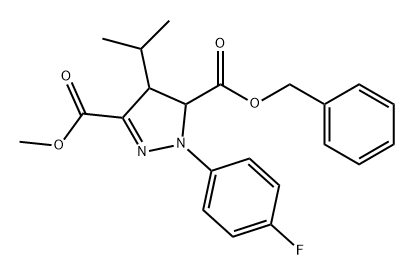 1H-Pyrazole-3,5-dicarboxylic acid, 1-(4-fluorophenyl)-4,5-dihydro-4-(1-methylethyl)-, 3-methyl 5-(phenylmethyl) ester Structure