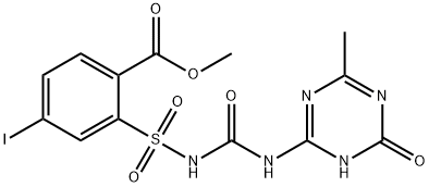 Benzoic acid, 2-[[[[(3,4-dihydro-6-methyl-4-oxo-1,3,5-triazin-2-yl)amino]carbonyl]amino]sulfonyl]-4-iodo-, methyl ester Structure