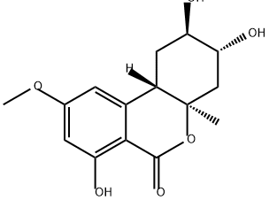 6H-Dibenzo[b,d]pyran-6-one, 1,2,3,4,4a,10b-hexahydro-2,3,7-trihydroxy-9-methoxy-4a-methyl-, (2R,3R,4aR,10bS)- Structure