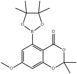 4H-1,3-Benzodioxin-4-one, 7-methoxy-2,2-dimethyl-5-(4,4,5,5-tetramethyl-1,3,2-dioxaborolan-2-yl)- 구조식 이미지