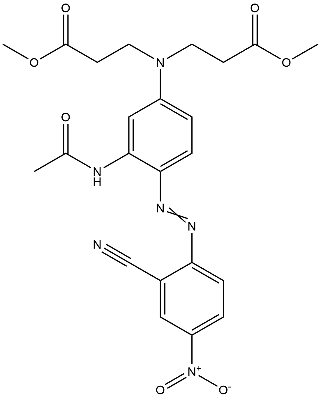 β-Alanine, N-[3-(acetylamino)-4-[2-(2-cyano-4-nitrophenyl)diazenyl]phenyl]-N-(3-methoxy-3-oxopropyl)-, methyl ester Structure