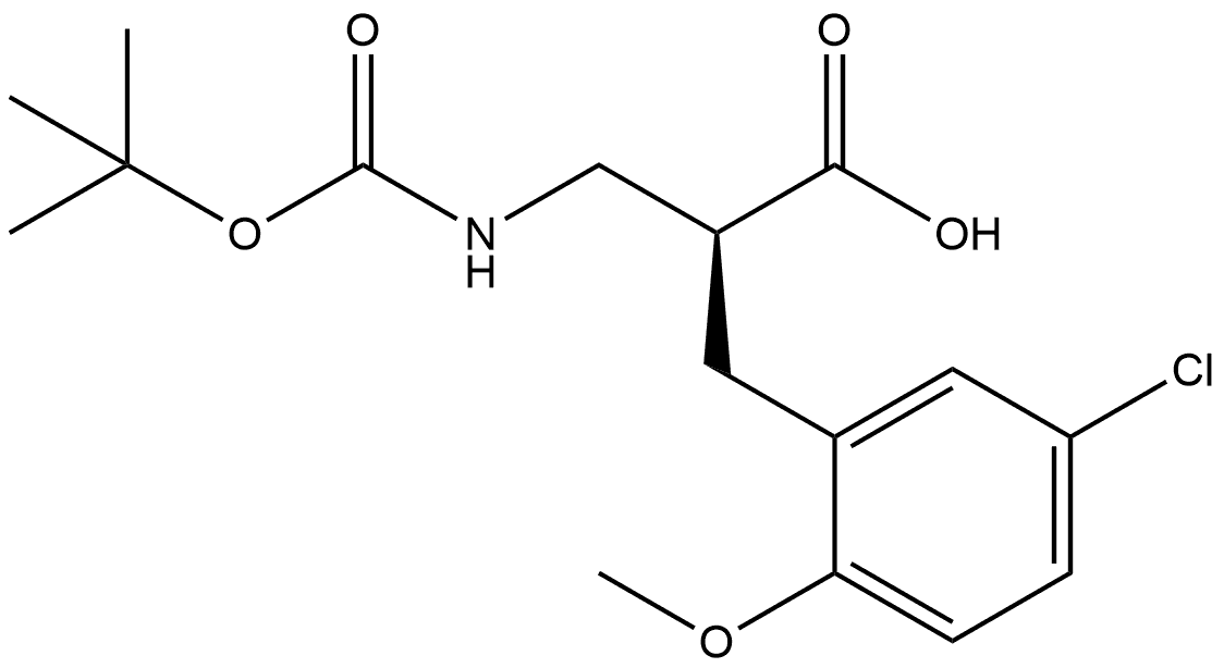 Benzenepropanoic acid, 5-chloro-α-[[[(1,1-dimethylethoxy)carbonyl]amino]methyl]-2-methoxy-, (αS)- Structure