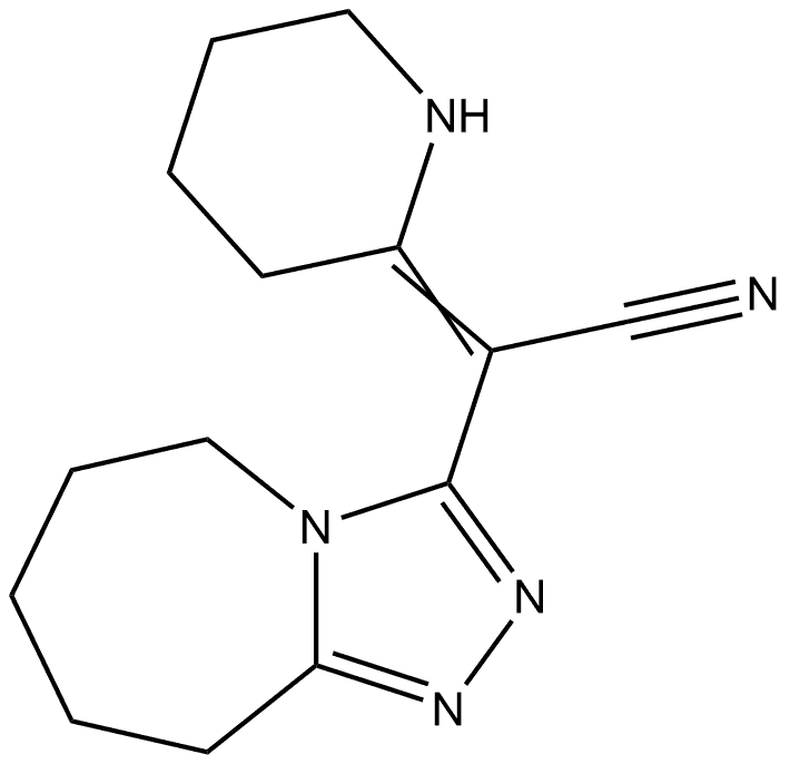 (2{E})-piperidin-2-ylidene(6,7,8,9-tetrahydro-5{H}-[1,2,4]triazolo[4,3-{a}]azepin-3-yl)acetonitrile Structure