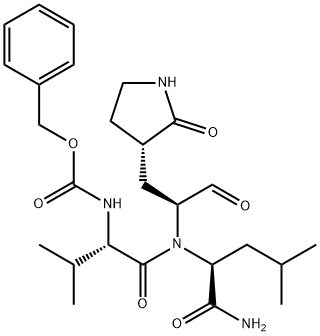 L-Leucinamide, N-[(phenylmethoxy)carbonyl]-L-valyl-N-[(1S)-1-formyl-2-[(3S)-2-oxo-3-pyrrolidinyl]ethyl]- Structure