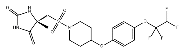 2,4-Imidazolidinedione, 5-methyl-5-[[[4-[4-(1,1,2,2-tetrafluoroethoxy)phenoxy]-1-piperidinyl]sulfonyl]methyl]-, (5S)- 구조식 이미지