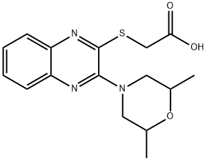 Acetic acid, 2-[[3-(2,6-dimethyl-4-morpholinyl)-2-quinoxalinyl]thio]- Structure