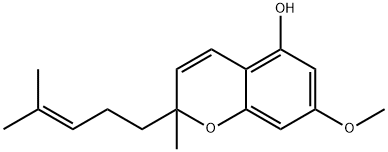 7-Methoxy-2-methyl-2-(4-methylpent-3-en-1-yl)-2H-chromen-5-ol 구조식 이미지
