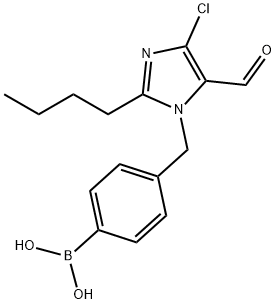 Boronic acid, B-[4-[(2-butyl-4-chloro-5-formyl-1H-imidazol-1-yl)methyl]phenyl]- Structure