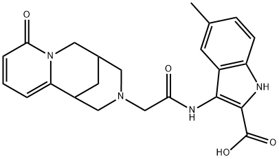 1H-Indole-2-carboxylic acid, 5-methyl-3-[[2-(1,5,6,8-tetrahydro-8-oxo-1,5-methano-2H-pyrido[1,2-a][1,5]diazocin-3(4H)-yl)acetyl]amino]- Structure