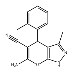 Pyrano[2,3-c]pyrazole-5-carbonitrile, 6-amino-1,4-dihydro-3-methyl-4-(2-methylphenyl)- Structure
