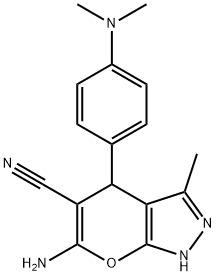 Pyrano[2,3-c]pyrazole-5-carbonitrile, 6-amino-4-[4-(dimethylamino)phenyl]-1,4-dihydro-3-methyl- Structure