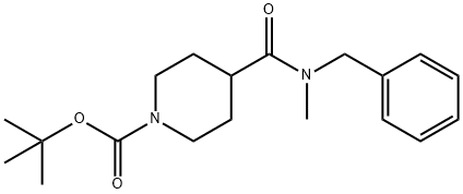 1-Piperidinecarboxylic acid, 4-[[methyl(phenylmethyl)amino]carbonyl]-, 1,1-dimethylethyl ester Structure