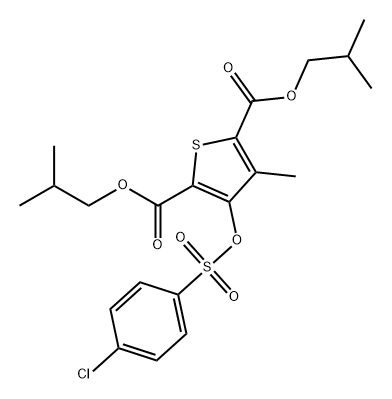 2,5-Thiophenedicarboxylic acid, 3-[[(4-chlorophenyl)sulfonyl]oxy]-4-methyl-, 2,5-bis(2-methylpropyl) ester Structure