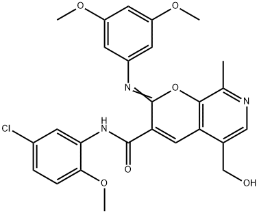 (2Z)-N-(5-Chloro-2-methoxyphenyl)-2-[(3,5-dimethoxyphenyl)imino]-5-(hydroxymethyl)-8-methyl-2H-pyrano[2,3-c]pyridine-3-carboxamide Structure