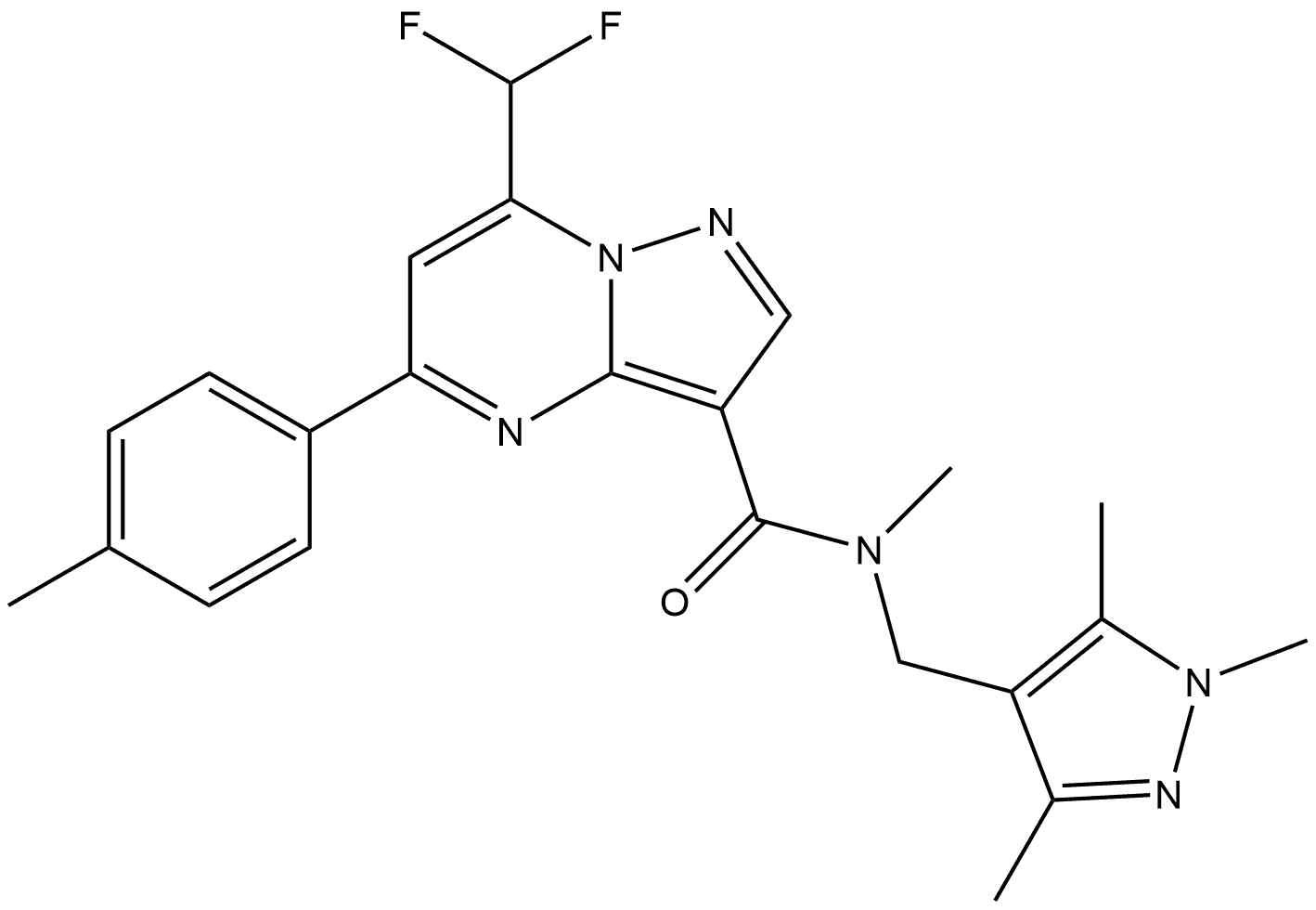 7-(Difluoromethyl)-N-methyl-5-(4-methylphenyl)-N-[(1,3,5-trimethyl-1H-pyrazol-4-yl)methyl]pyrazolo[1,5-a]pyrimidine-3-carboxamide Structure