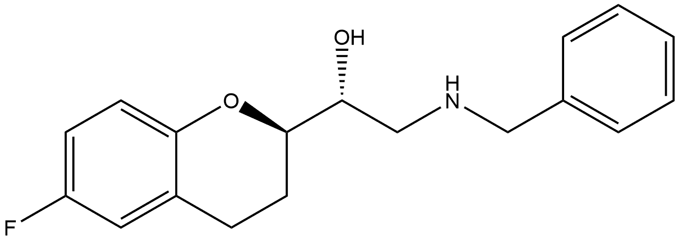 2H-1-Benzopyran-2-methanol, 6-fluoro-3,4-dihydro-α-[[(phenylmethyl)amino]methyl]-, (αR,2R)-rel- Structure