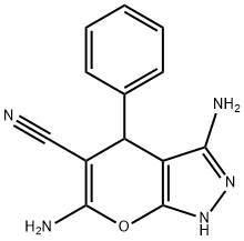 Pyrano[2,3-c]pyrazole-5-carbonitrile, 3,6-diamino-1,4-dihydro-4-phenyl- Structure