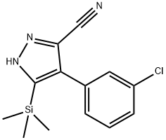 4-(3-Chlorophenyl)-5-(trimethylsilyl)-1H-pyrazole-3-carbonitrile 구조식 이미지