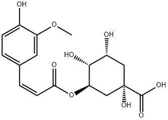 Cyclohexanecarboxylic acid, 1,3,4-trihydroxy-5-[[(2Z)-3-(4-hydroxy-3-methoxyphenyl)-1-oxo-2-propen-1-yl]oxy]-, (1S,3R,4R,5R)- Structure