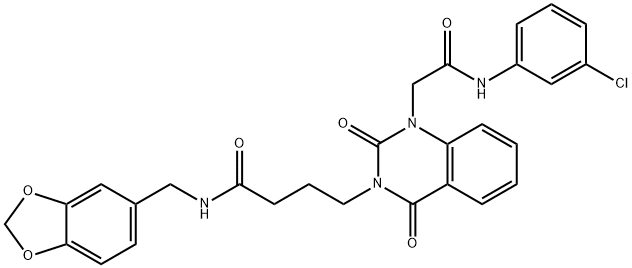 1(2H)-Quinazolineacetamide, 3-[4-[(1,3-benzodioxol-5-ylmethyl)amino]-4-oxobutyl]-N-(3-chlorophenyl)-3,4-dihydro-2,4-dioxo- Structure