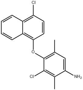 3-Chloro-4-((4-chloronaphthalen-1-yl)oxy)-2,5-dimethylaniline Structure