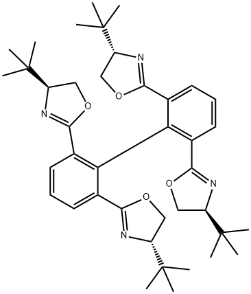 (4S,4'S,4''S,4'''S)-2,2',2'',2'''-[1,1'-biphenyl]-2,2',6,6'-tetrayltetrakis[4-tert-butyl-4,5-dihydrooxazole 구조식 이미지