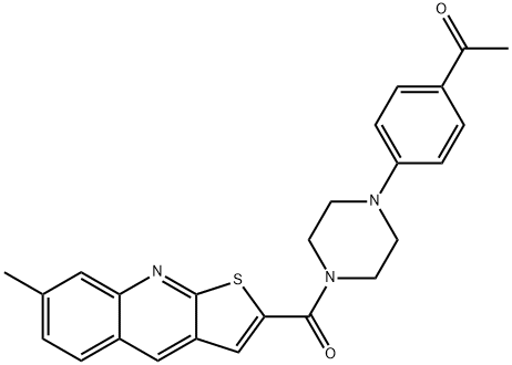 Ethanone, 1-[4-[4-[(7-methylthieno[2,3-b]quinolin-2-yl)carbonyl]-1-piperazinyl]phenyl]- Structure