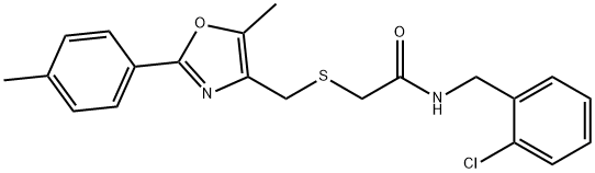 Acetamide, N-[(2-chlorophenyl)methyl]-2-[[[5-methyl-2-(4-methylphenyl)-4-oxazolyl]methyl]thio]- 구조식 이미지