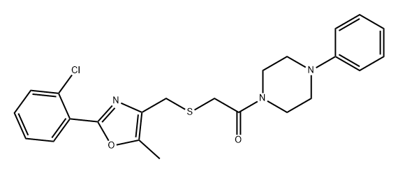 Ethanone, 2-[[[2-(2-chlorophenyl)-5-methyl-4-oxazolyl]methyl]thio]-1-(4-phenyl-1-piperazinyl)- Structure