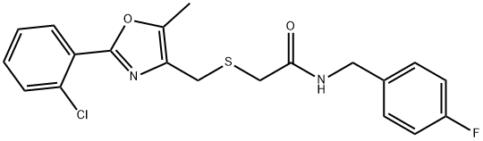 Acetamide, 2-[[[2-(2-chlorophenyl)-5-methyl-4-oxazolyl]methyl]thio]-N-[(4-fluorophenyl)methyl]- Structure