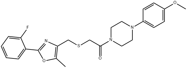 Ethanone, 2-[[[2-(2-fluorophenyl)-5-methyl-4-oxazolyl]methyl]thio]-1-[4-(4-methoxyphenyl)-1-piperazinyl]- Structure