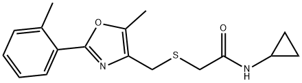 Acetamide, N-cyclopropyl-2-[[[5-methyl-2-(2-methylphenyl)-4-oxazolyl]methyl]thio]- Structure