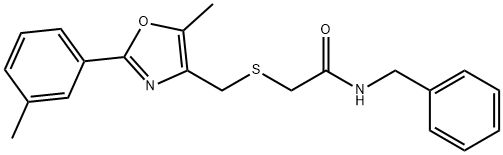 Acetamide, 2-[[[5-methyl-2-(3-methylphenyl)-4-oxazolyl]methyl]thio]-N-(phenylmethyl)- 구조식 이미지
