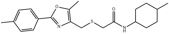 Acetamide, N-(4-methylcyclohexyl)-2-[[[5-methyl-2-(4-methylphenyl)-4-oxazolyl]methyl]thio]- 구조식 이미지
