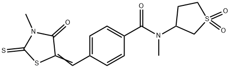 N-(1,1-dioxothiolan-3-yl)-N-methyl-4-[(Z)-(3-methyl-4-oxo-2-sulfanylidene-1,3-thiazolidin-5-ylidene)methyl]benzamide Structure