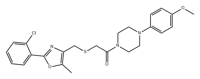 Ethanone, 2-[[[2-(2-chlorophenyl)-5-methyl-4-oxazolyl]methyl]thio]-1-[4-(4-methoxyphenyl)-1-piperazinyl]- Structure