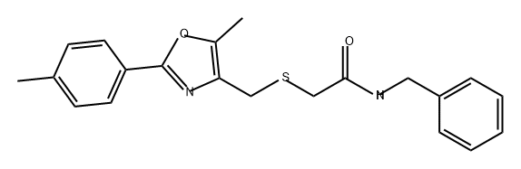 Acetamide, 2-[[[5-methyl-2-(4-methylphenyl)-4-oxazolyl]methyl]thio]-N-(phenylmethyl)- Structure