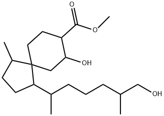 Spiro[4.5]decane-8-carboxylic acid, 7-hydroxy-1-(6-hydroxy-1,5-dimethylhexyl)-4-methyl-, methyl ester 구조식 이미지