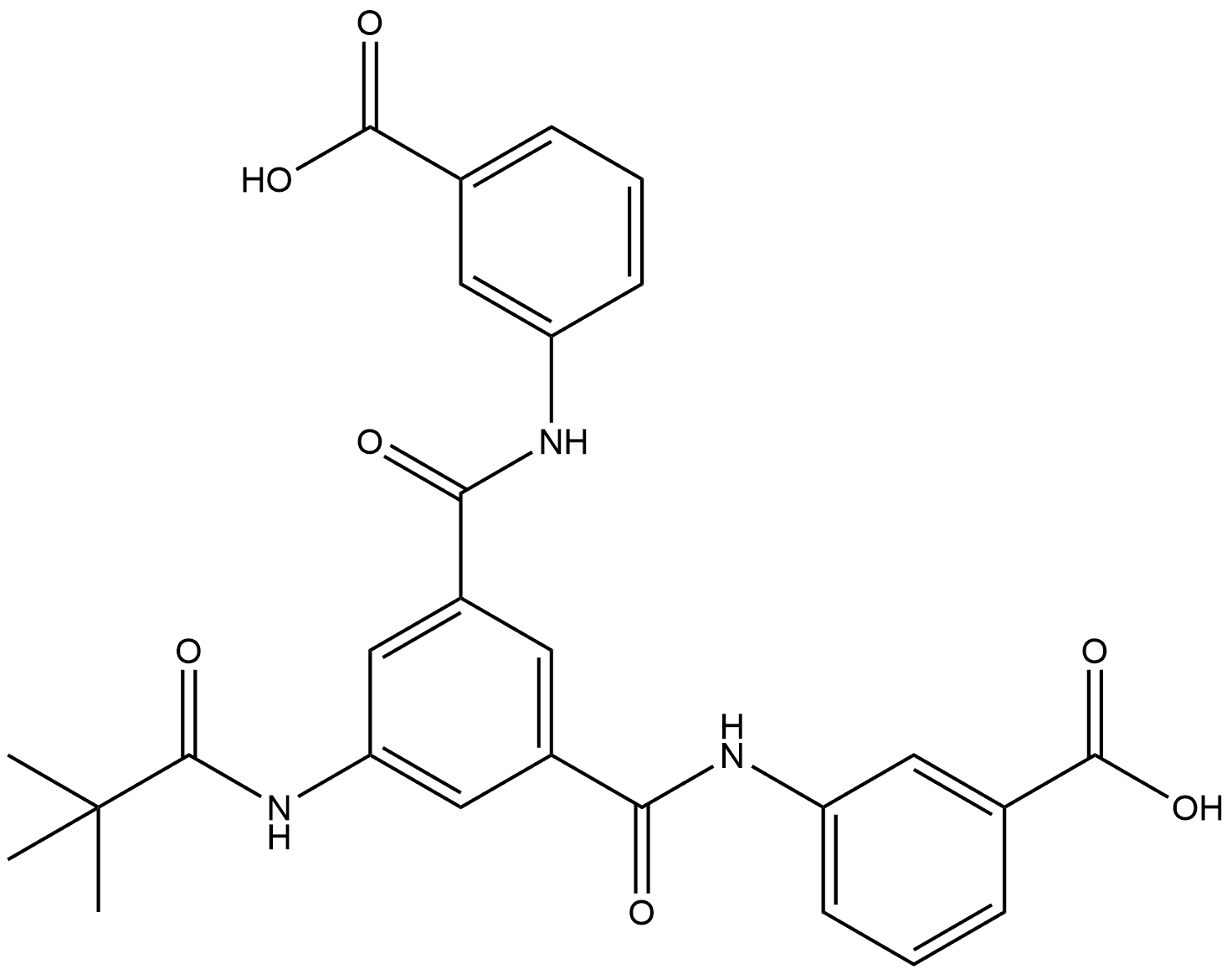 Benzoic acid, 3-[[3-[[(3-carboxyphenyl)amino]carbonyl]-5-[(2,2-dimethyl-1-oxopropyl)amino]benzoyl]amino]- 구조식 이미지