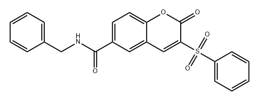 2H-1-Benzopyran-6-carboxamide, 2-oxo-N-(phenylmethyl)-3-(phenylsulfonyl)- Structure