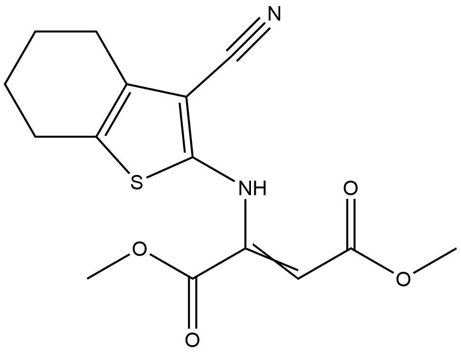 dimethyl 2-[(3-cyano-4,5,6,7-tetrahydrobenzothiophen-2-yl)amino]but-2-enedioate 구조식 이미지