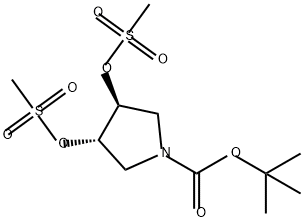 1-Pyrrolidinecarboxylic acid, 3,4-bis[(methylsulfonyl)oxy]-, 1,1-dimethylethyl ester, (3S,4S)- Structure